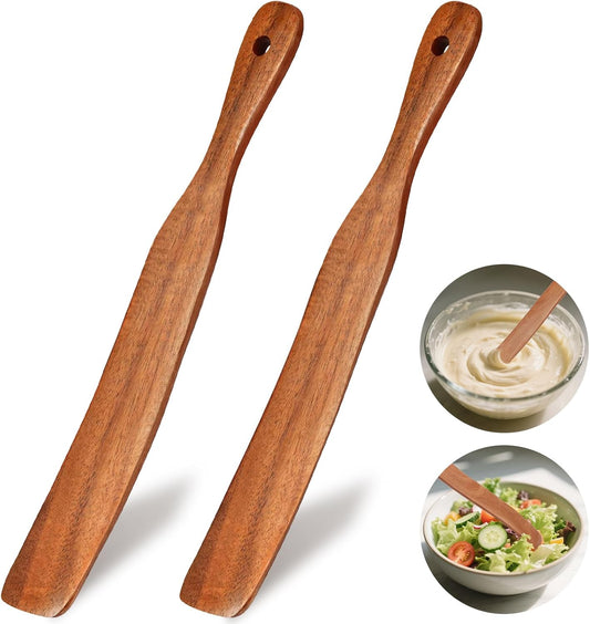 Skiennix Skinny Spurtle Set - Perfect for Sourdough Starters | Wooden Mixing Tools for Jars