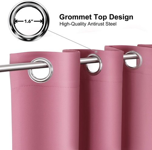 ChrisDowa Blackout Curtains - Room Darkening Thermal Insulated Grommet Panels - 120 Inch Long, Pink (Set of 2)
