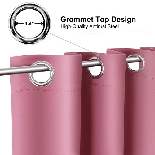 ChrisDowa Room Darkening Curtains 108 Inches Long 2 Panels Set for Living Room, Grommet Thermal Insulated Blackout Curtains for Bedroom (Pink, 52 x 108 Inch)