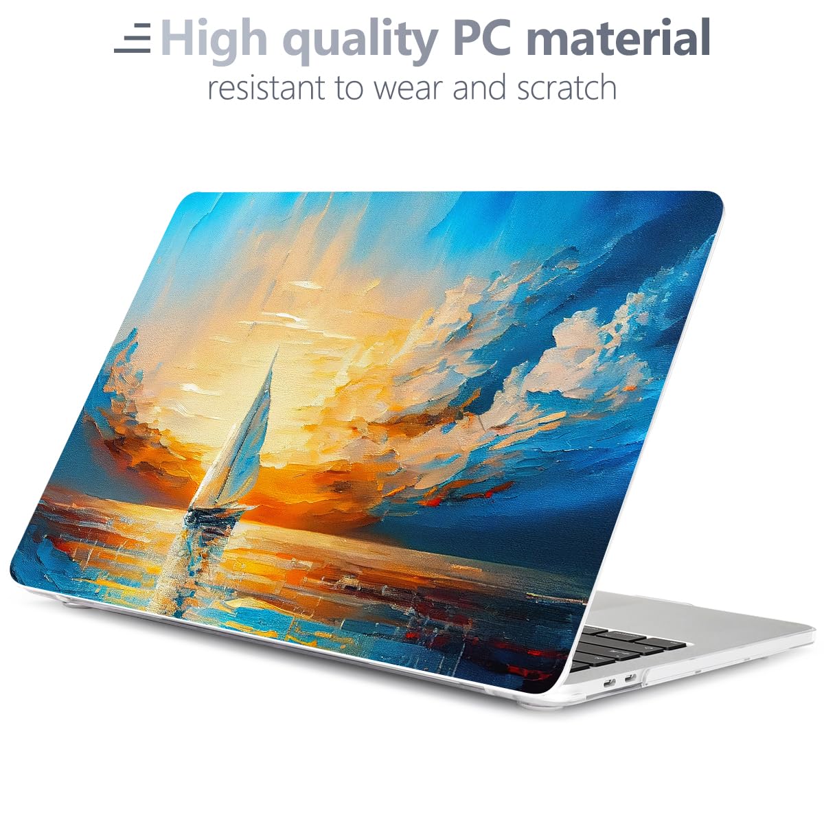 Batianda Design Case for M1 MacBook Air 13 Inch Model A2337 A2179 A1932 2021 2020 2019 Release,3D Painted Landscape Series Hard Shell with Keyboard Cover & Screen Protector, Sail
