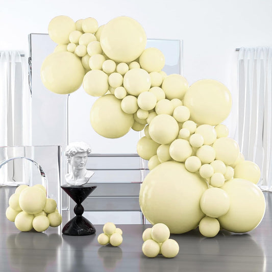 PartyWoo Pastel Yellow Balloons - 127-Piece Arch Kit in Various Sizes for Baby Showers & Birthdays
