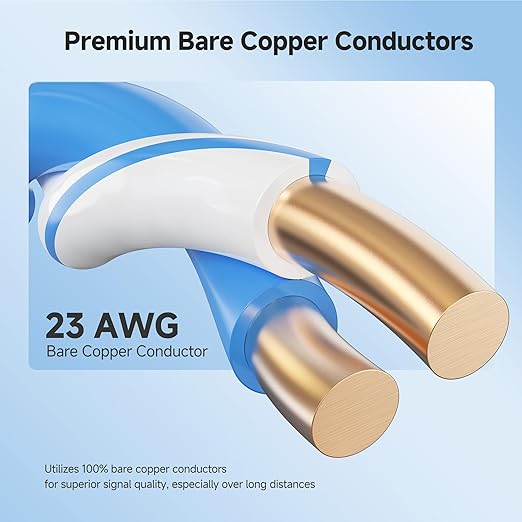 Cable Matters [UL Listed] 10Gbps in-Wall Riser Rated (CMR) 23AWG Bare Copper Cat6 Ethernet Cable - 500ft, Solid, UTP Cat 6 Ethernet Cable Spool, Cat 6 Cord Bulk, Blue