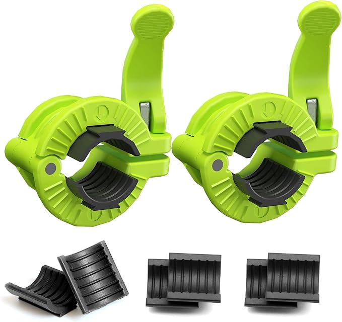 MAXRICH Barbell Clamp 1 inch Multiple Sizes & Adjustable Weight Clips for Barbell Quick Release Barbell Clips|Barbell Collar Bar Locks for Weight Lifting (Green)