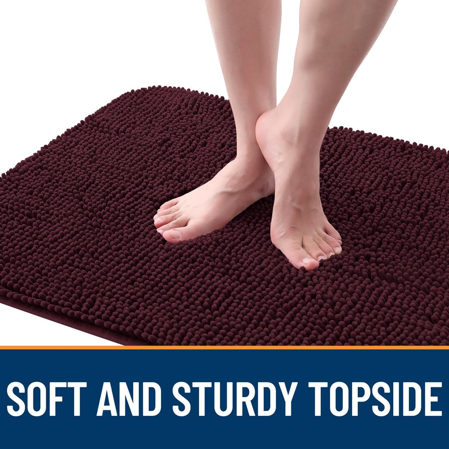 OLANLY Dog Door Mat - Absorbent Non-Slip Mud Mat for Indoor Use | Quick Dry Chenille, 47x17, Russet