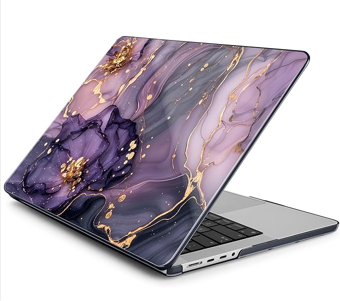 DONGKE Compatible with MacBook Pro 16 Inch Case (2026-2021 Release, M5 M4 M3 M2 M1 Pro/Max Chip), Plastic Hard Shell Cover with Keyboard Cover & Screen Protector for MacBook Pro 16", Marble & Flower
