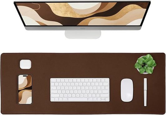 ALOANES Waterproof Mouse Pad with Durable Stitched Edge, Gaming Keyboard, Non-Slip Rubber Base Mouse Mat, Extended Desk pad for Gamer, Office& Home, Brown Mousepad 3XL(35.43"x15.74"x0.12")