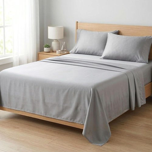 Beckham Hotel Collection King Size Sheet Set - 100% Cotton Sateen, Silky Smooth, 16” Deep Pocket | Gray, 4-Piece