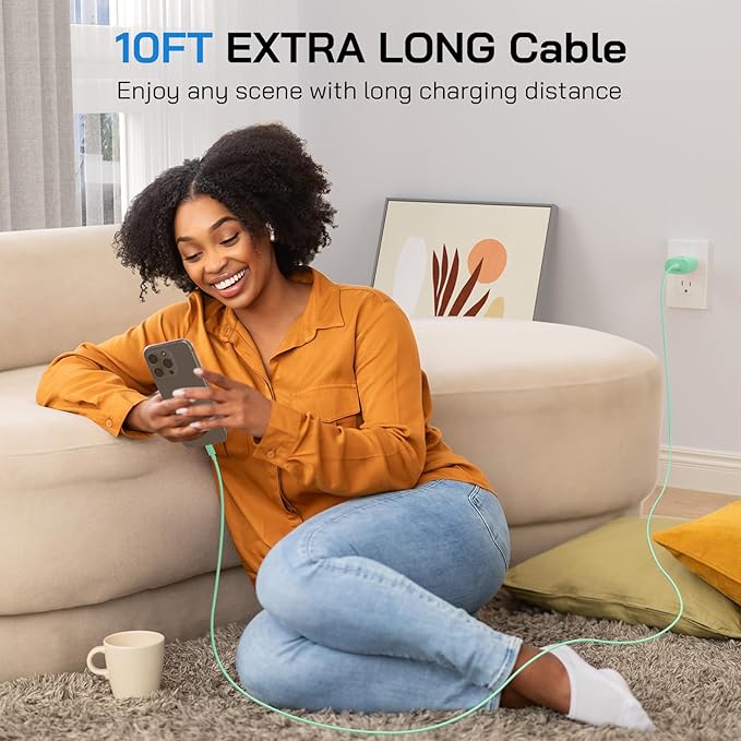 30W USB C i Phone 17 16 15 Charger Fast Charging, 2PACK Wall Charger for iPhone 16 15 Pro Max Charger Cord 10FT Fast Type C Block for iPhone 17 Pro Max/17 Air/16/15 Plus/15 Pro Max,i Pad Pro, Green