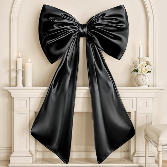 Skiennix Black Bow Decor - 40 x 24 Inches Large Satin Ribbon Tie for Wedding & Birthday Backdrop