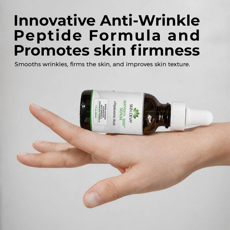 SKIN DEVA 1 fl oz Matrixyl 3000 with Hyaluronic Acid Serum Peptides Serum For Face Hydration with Hyaluronic Acid Stimulates Collagen Repair Mechanisms Lightweight Anti Aging Moisturizer
