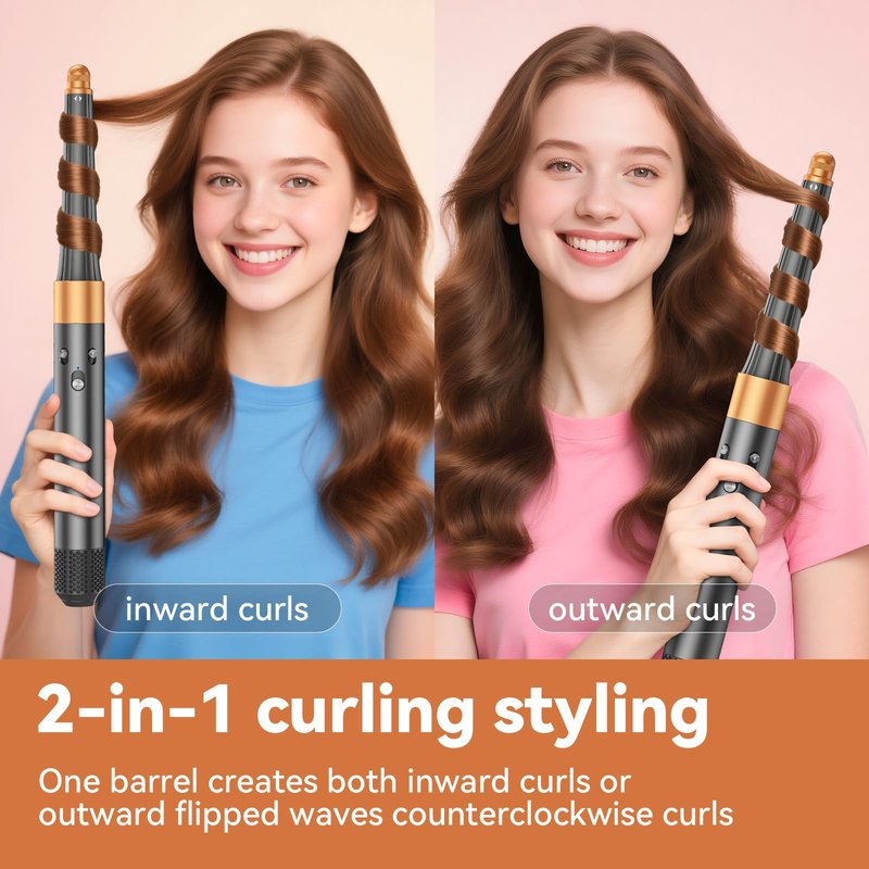 0.78in-1.4in Conical Long Barrels Attachment for Dyson Airwrap HS01 HS05 Accessories, 20MM-36MM 2 in 1 Auto-Wrap Curling Iron Curlers for Professional Barrels Curl and Wave Curl Hair, Gold