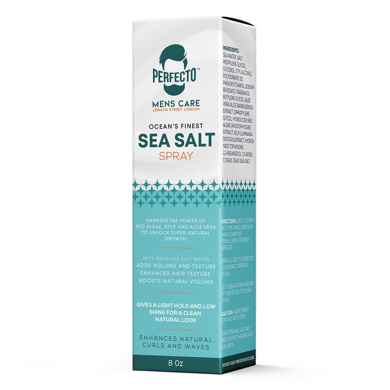 Perfecto Sea Salt Spray for Men – Hair Texturizing Spray with Kelp, Aloe Vera & Red Algae | Adds Volume, Texture & Beach Waves | Natural Light Hold | For Men & Women | 8 fl oz