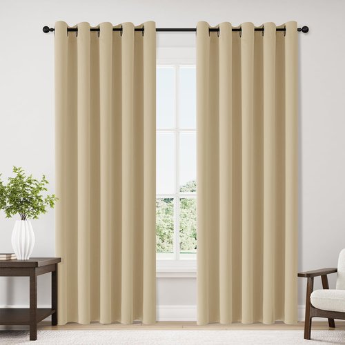 ChrisDowa Blackout Curtains - Extra Wide Thermal Insulated Grommet Panels | Biscotti Beige, 70 x 84 Inch