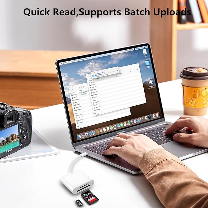 USB C SD Card Reader for iPhone 15/16/17, Dual Card Slots Micro SD Card Reader USB C Support SD and TF Memory Card Adapter, Trail Camera Viewer Memory Card Reader for iPhone 17/iPad/MacBook