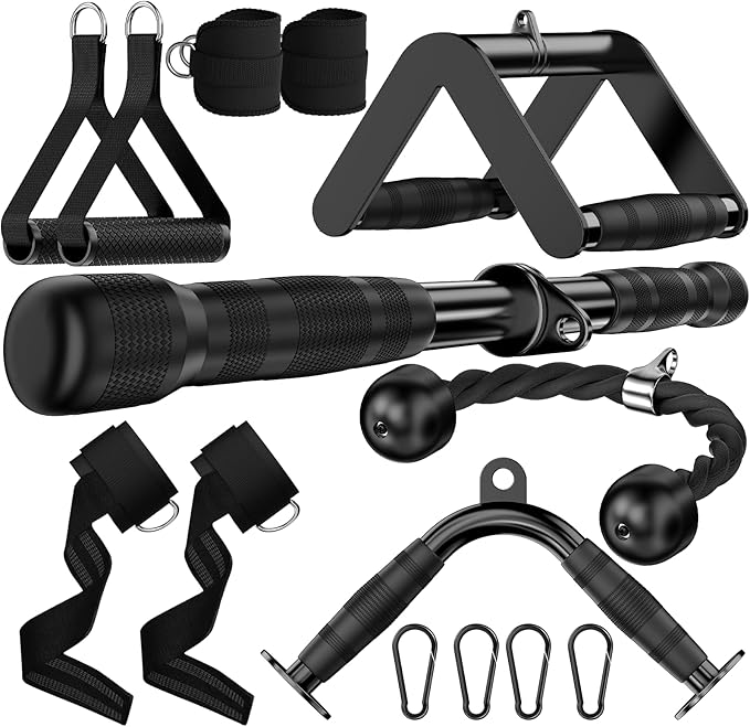 JOTUPLUN Cable Machine Attachment for Home Gym, Tricep Press LAT Pull Down Attachment, Tricep Press Down Cable Accessories for Weight Fitness Multiple Options