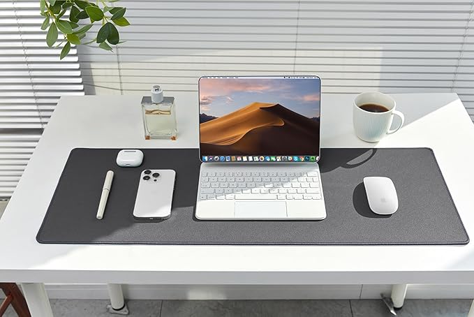 ALOANES Waterproof Mouse Pad with Durable Stitched Edge, Gaming Keyboard, Non-Slip Rubber Base Mouse Mat, Desk pad for Gamer, Office& Home, Dark Gray Mousepad XL(31.50"x11.81"x0.12")
