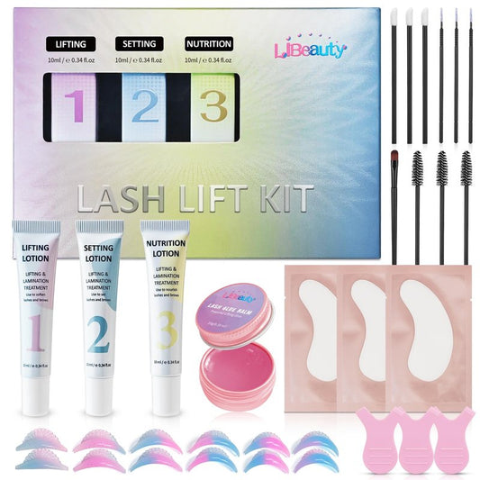 Libeauty Lash Lift Kit, Eyelash Perm Kit with Glue Balm & Tube Design, 2 in 1 Brow Lamination Kit for DIY Home & Salon, Professional Eyelash Lift, Long Lasting Curl Up to 4 Weeks, Easy for Beginners