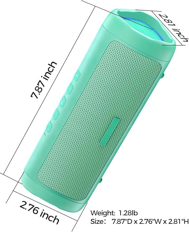 Bluetooth Speaker, 20W HD Sound, Portable Wireless, IPX5 Waterproof, Up to 24H Playtime, TWS, for Home/Party/Outdoor/Camping/Beach Essentials, Birthday Gift for Fathers Day Men Dad Husband (Teal)