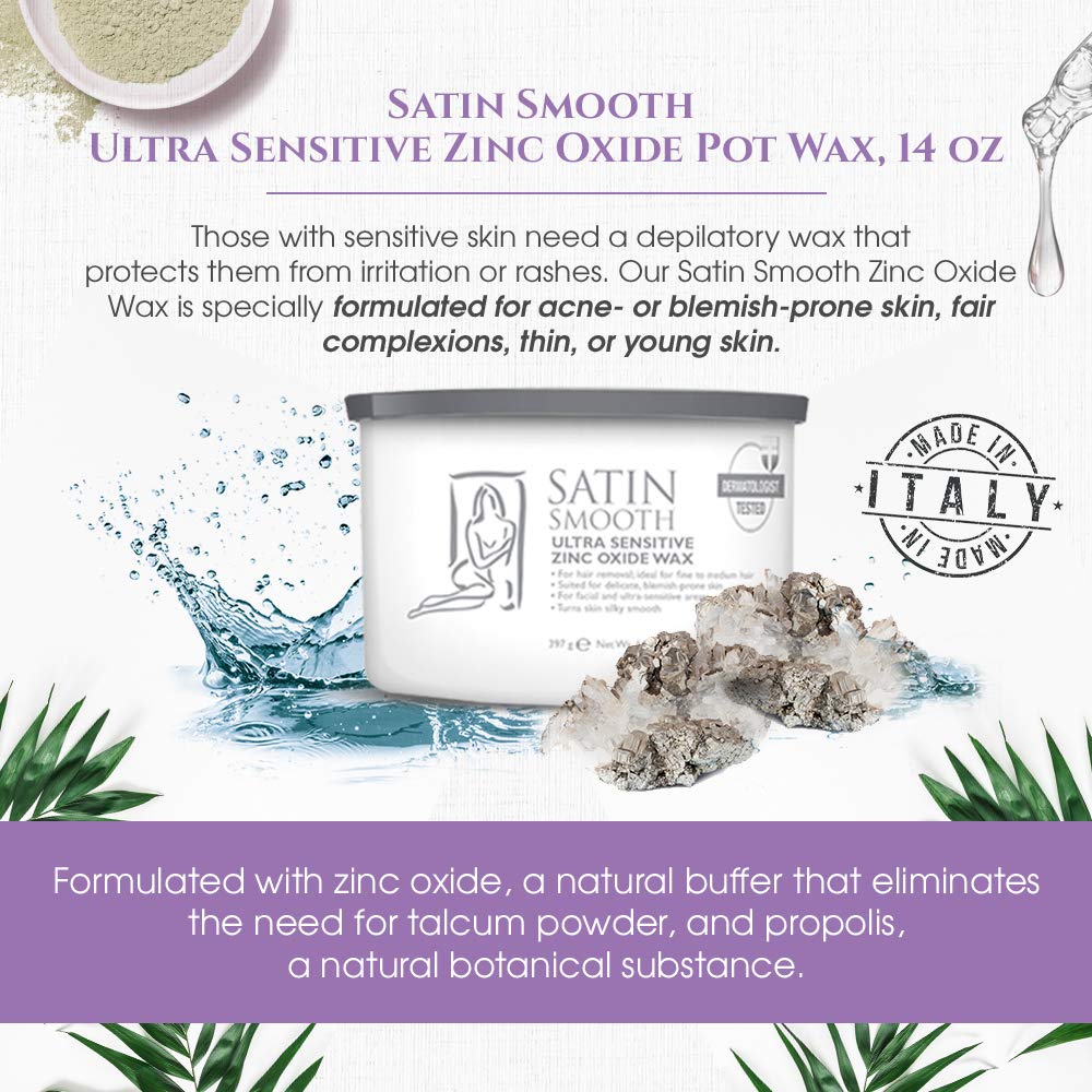 Satin Smooth Waxing Duo: Zinc Oxide Hair Removal Wax and Cool Aloe Vera Skin Soother Gel