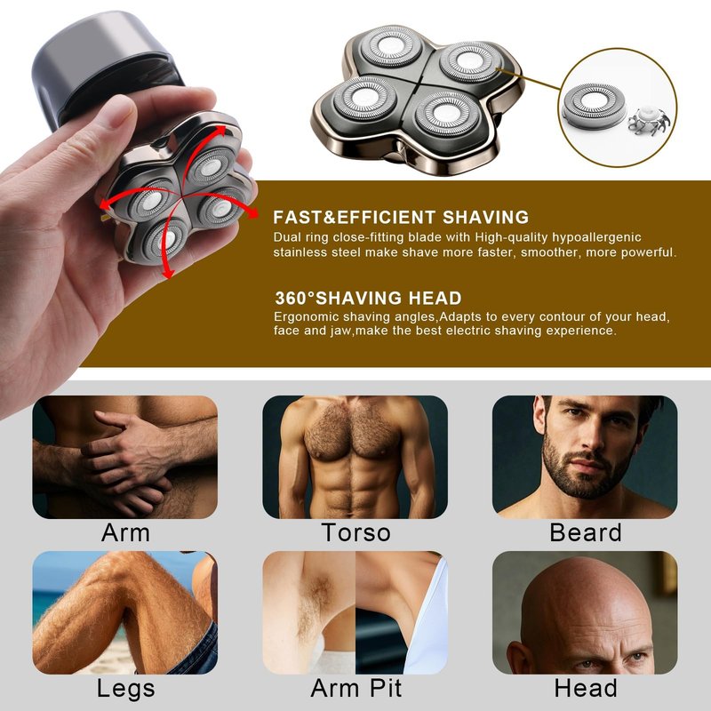Shaver PRO 4 Head Replacement Blades - Compatible with Skull Shaver Pitbull, Butterfly Kiss Pro & Palm Shaver - Electric Shaver & Head Shaver Blade for Bald Head Shavers for Men/Women(3 Packs)