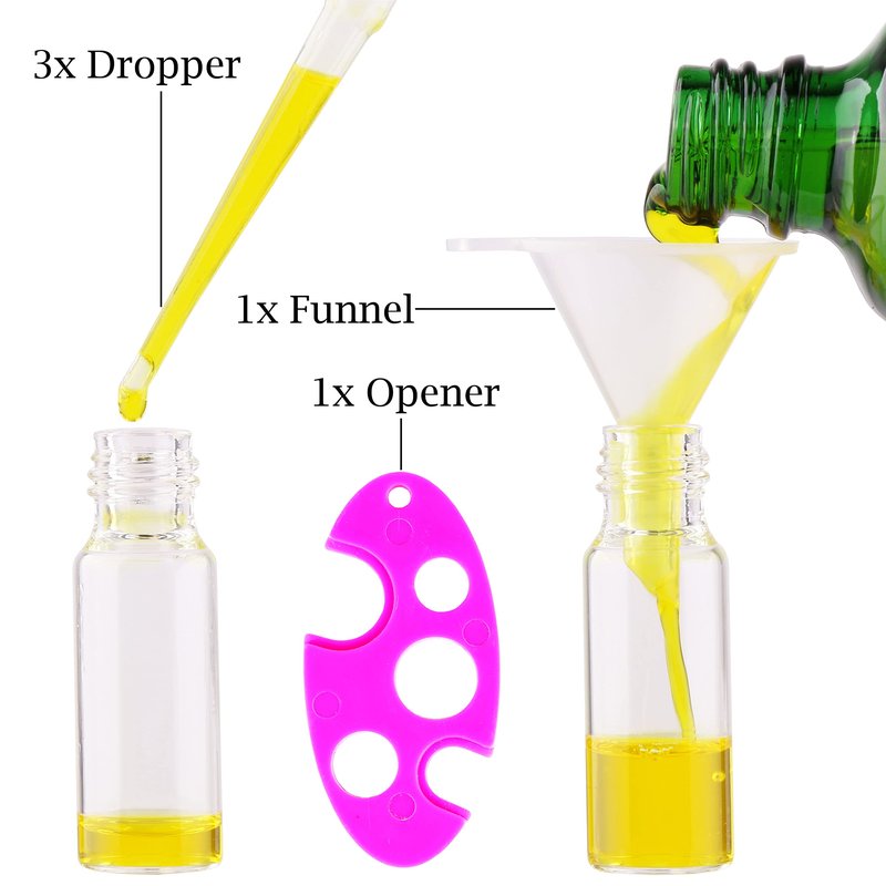 MaxMau Pack of 100,5ml Clear Glass Roll on Bottle Essential Oil Roller Bottles with Stainless Steel Roller Balls and Golden Painted Lids for Daily Aromatherapy Sample Test Travel