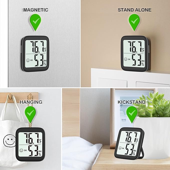 Antonki 2 Pack Room Thermometer for Home, Hygrometer Indoor Humidity Meter Gauge, Digital Temperature and Humidity Monitor Sensor for House, Terrarium, Incubator, Greenhouse - Battery Included
