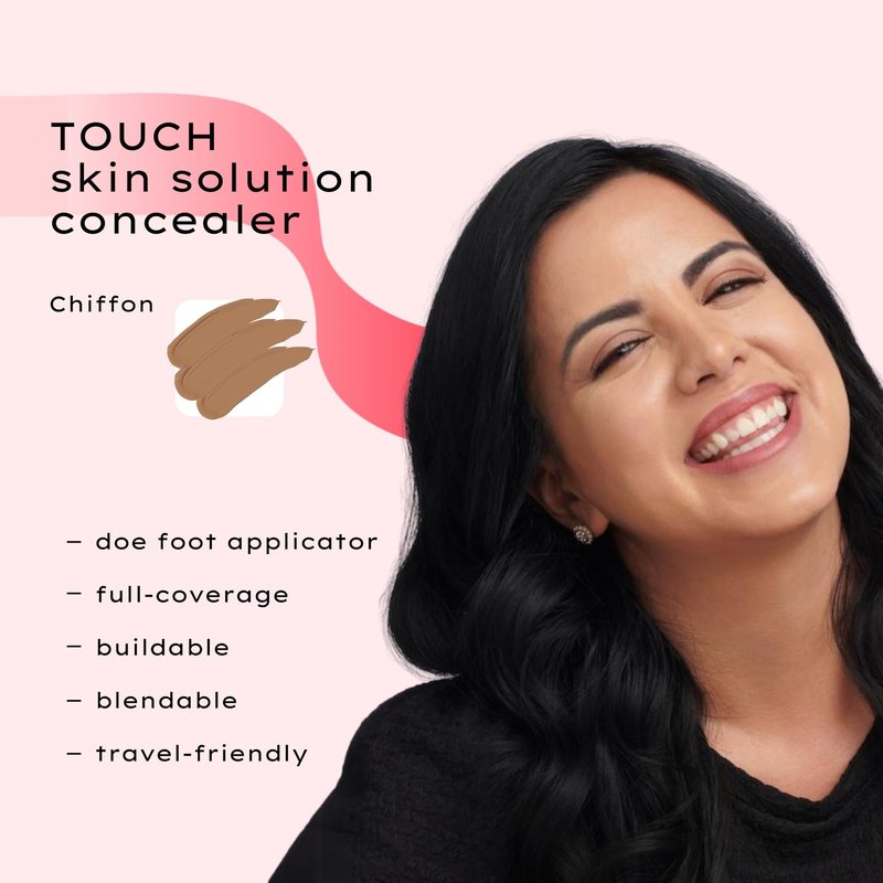 YOUNIQUE TOUCH Skin Solution Concealer | Chiffon | Full-Coverage & Long-Lasting Wear | Nourishing Formula with Caffeine, Vitamin E & Hyaluronic Acid | Seamless Matte Finish