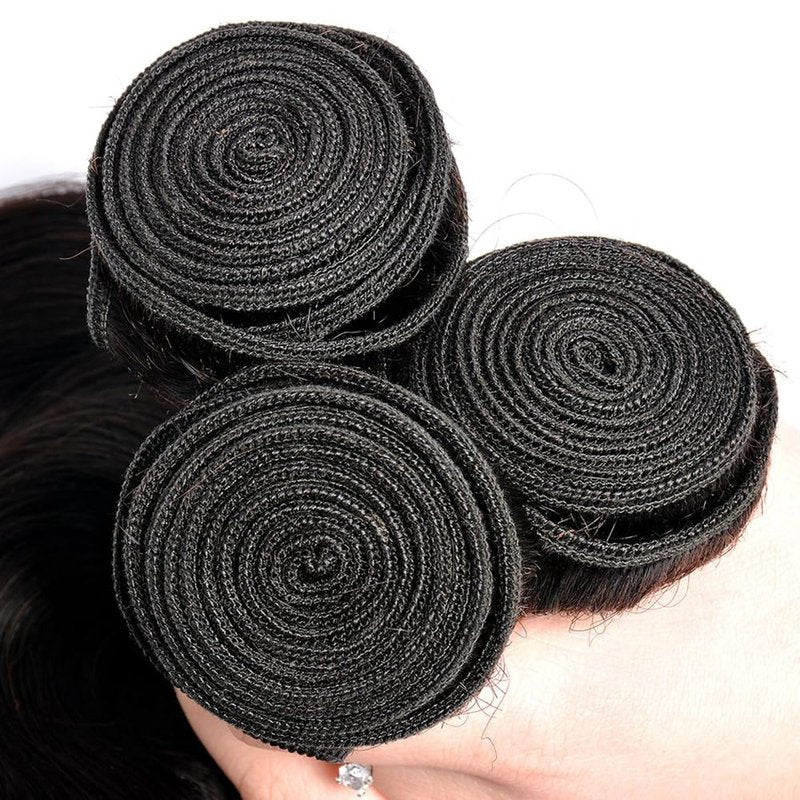 Natural Black Straight Human Hair Bundles - 100% Unprocessed Brazilian Virgin Hair | 16, 18, 20 Inch, 150g