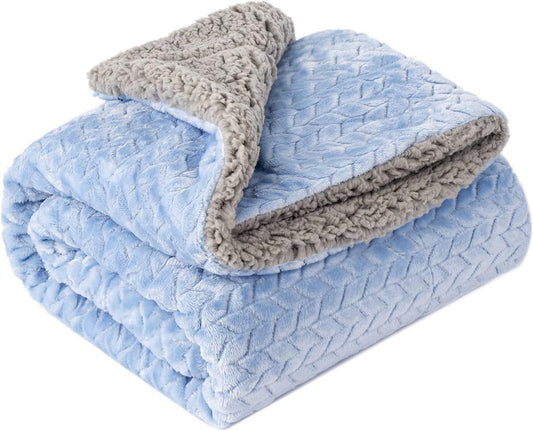 Skiennix Fuzzy Blanket - Soft, Warm Coral Fleece for Baby | Cozy Toddler Receiving Blanket (40" x 48", MD-Sky Blue)