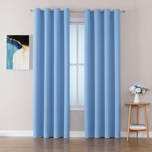 ChrisDowa Blackout Curtains - Room Darkening Grommet Panels, Thermal Insulated, Sky Blue | 80 Inches Long, 2 Panels Set