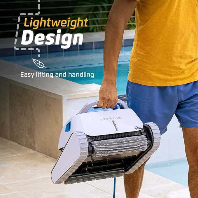 Dolphin Proteus DX4 Automatic Robotic Pool Vacuum Cleaner, Wall Climbing, Waterline Scrubber Brush, Ideal for In-Ground Pool up to 50 FT in Length