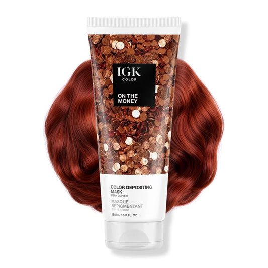 IGK On The Money | Fiery Copper Hair Gloss + Color Depositing Mask | Boost Shine, Enhance Copper Tones, Refresh Color | Semi Permanent Conditioning Treatment | Vegan | 6 oz