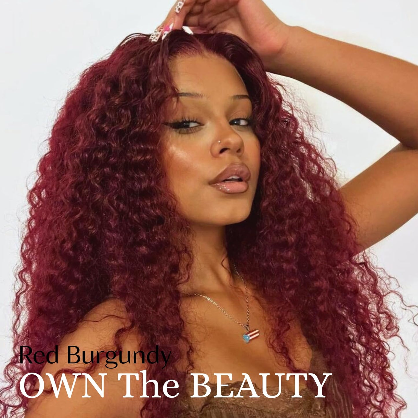 ALHER 4x4 HD Lace Closure Brazilian Human Hair 99j Dark Burgundy Water Wave, 12A Cherry Red Wine Red Color 4x4 Lace Closure 100% Unprocessed Remy Hair Wet n Wavy Free Part & Bleached Knots 12 Inch