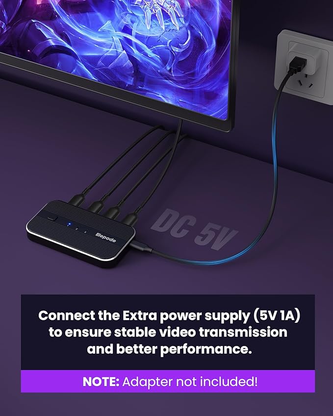 HDMI Switch 3 in 1 Out 4K@60Hz, 3 Port HDMI Switch 3 in 1 Out with Remote Support HDCP2.2 Compatible with Dolby Nintendo Switch PS5/4/3 Xbox Roku TV Fire Stick Blu-Ray Player