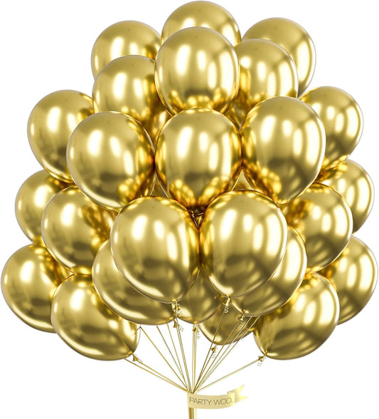 PartyWoo Gold Balloons - 100pcs 12 Inch Latex Helium Balloons for Weddings & Celebrations