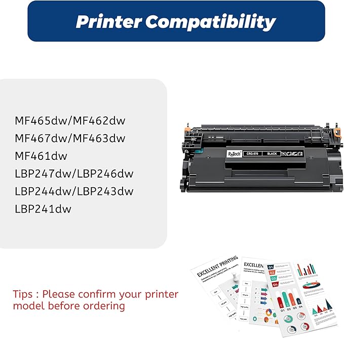 RitoTech 070 Toner Cartridges,for Canon 070 CRG070 070H for Canon imageCLASS MF465dw, MF462dw, LBP247dw, LBP246dw Printer,2 Black (with Chip)