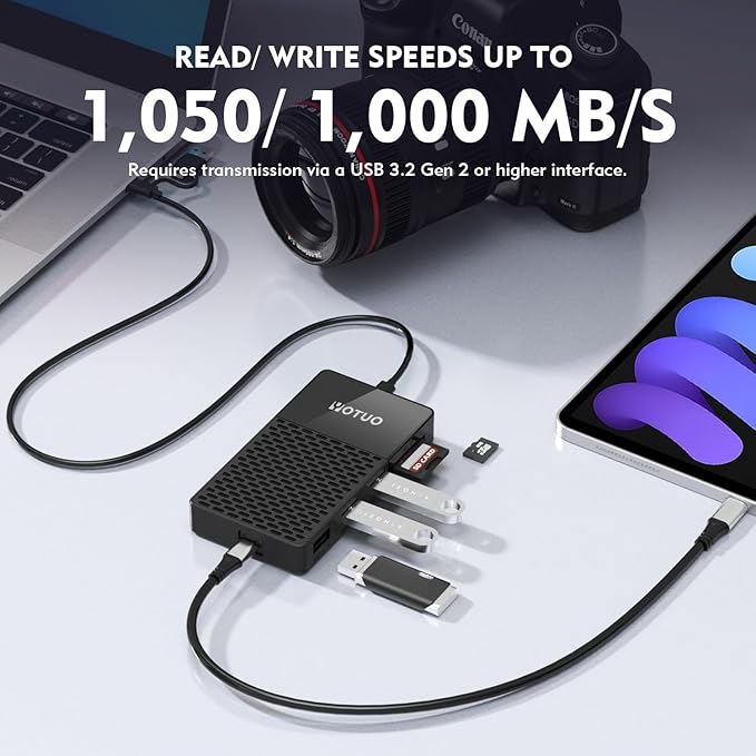 YOTUO External Solid-State Drive 2TB, Up to 1050MB/s, USB-C Portable SSD with All-in-One Multi-Port USB 3.2 Hub and SD/TF Card Reader Docking Station with iPhone/PC/Laptop/Mac/Windows/Android/iOS.