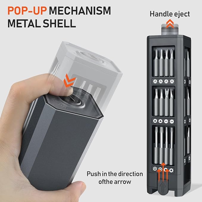 ZOE Mini Electric Screwdriver Set, 3 Torque (0.15-0.5N·m) + LED Light, 500mAh USB-C,42 S2 Steel Bits, Precision Repair Kit for Laptop/Camera/Electronics