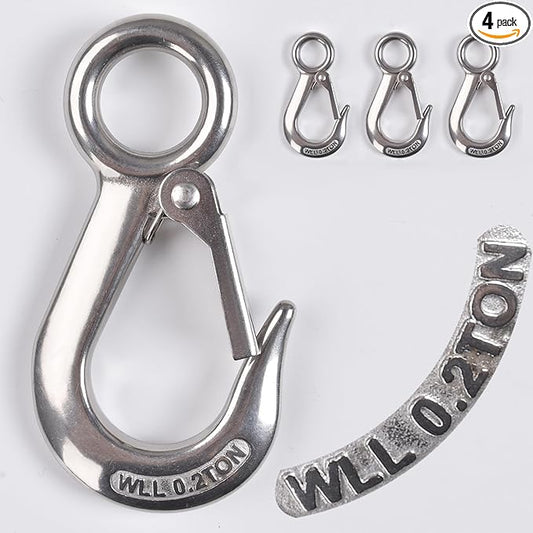Alele Grab Hooks, 440 Pounds Slip Hooks,Stainless Steel Lifting Hook Rigging Accessory,4 Pack