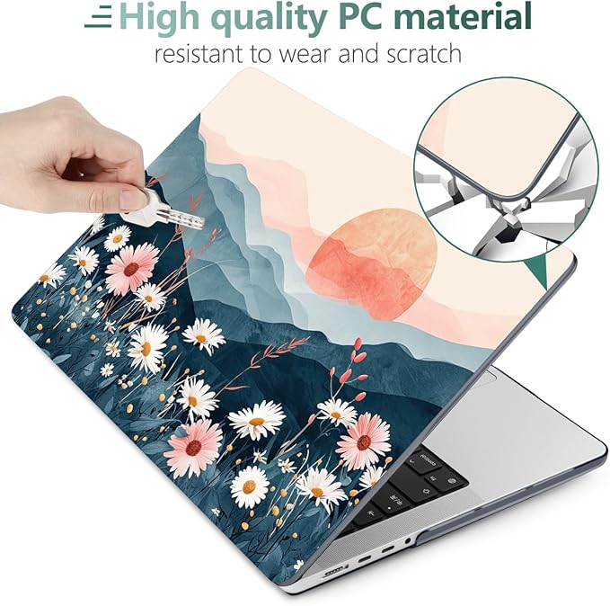 DONGKE Compatible with MacBook Pro 16 Inch Case (2026-2021 Release, M5 M4 M3 M2 M1 Pro/Max Chip), Plastic Hard Shell Cover with Keyboard Cover & Screen Protector for MacBook Pro 16", Sun & Daisies