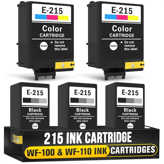 5-Pack Printer Ink Cartridges – 215 Ink Cartridges 3 Black and 2 Tri-Color | Easy-to-Install Inkjet Printer Cartridge Replacements | Sharp Text & Vivid Colors, Combo Pack for Home & Office Printing