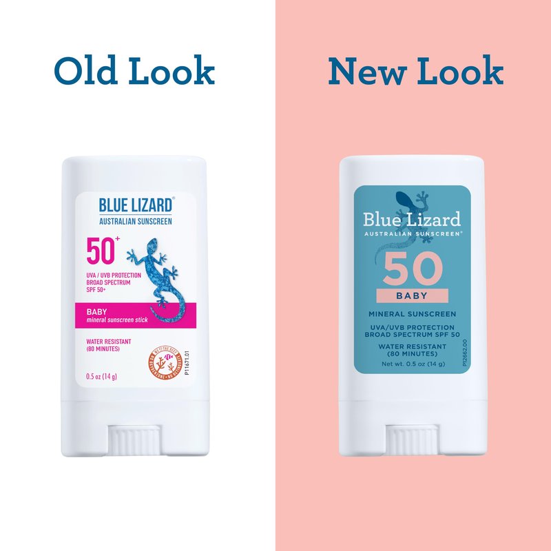Blue Lizard BABY Mineral Sunscreen Stick with Zinc Oxide, SPF 50+, Water Resistant, UVA/UVB Protection - Easy to apply, Fragrance Free, .5 oz