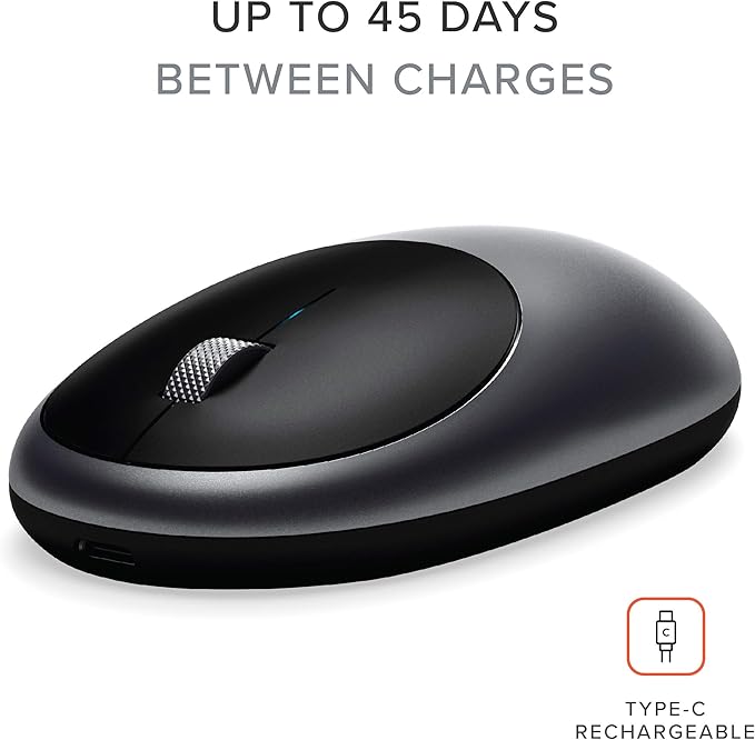 Satechi M1 Wireless Bluetooth Mouse, USB-C Rechargeable, Compact & Portable, for MacBook Air/Pro/Neo, iPad Air/Pro, iPad mini, Mac mini, iMac & Windows - Space Gray