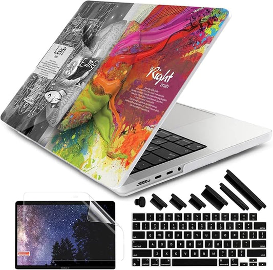 DONGKE Compatible with MacBook Pro 16 Inch Case (2026-2021 Release, M5 M4 M3 M2 M1 Pro/Max Chip), Plastic Hard Shell with Keyboard Cover & Screen Protector for MacBook Pro 16", Right & Left Brain