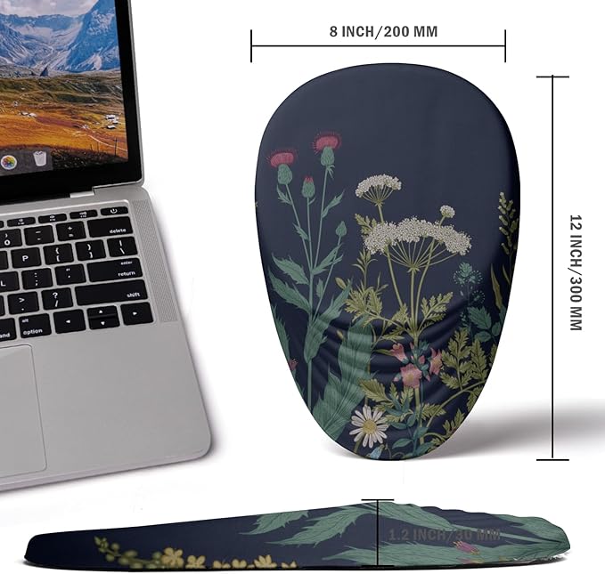 LSLXDCLJ Ergonomic Mouse Pad with Wrist Rest Support, Memory Foam & Polyurethane, Weeds