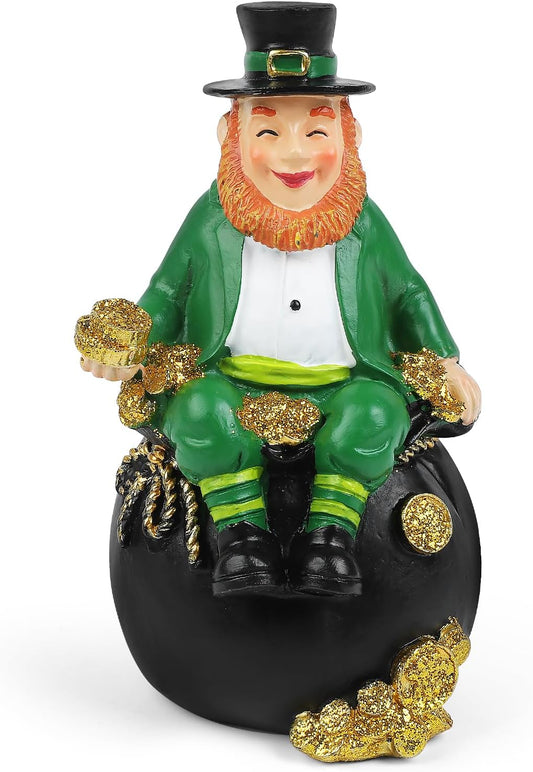 St. Patrick's Day Gnomes | 5.7-Inch Irish Resin Figurines for Home Decoration & Tiered Trays
