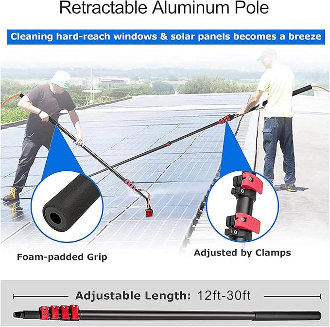 3.6m/12ft Window Cleaning Equipment Photovoltaic Panel Cleaning Extendable Cleaner Conservatory Roof Cleaning Tools,Suitable for Cleaner Conservatory Roof Photovoltaic Pa