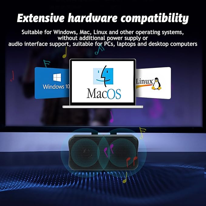 DEPUDA USB Computer Speakers for Desktop PC, Laptop Speaker, Portable Mini Stereo Speakers, Plug and Play, Clear Sound, Compact Size, Black