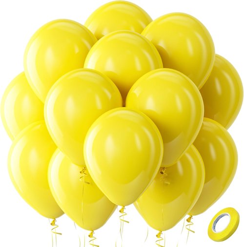 Bezente Yellow Balloons - 100 Pack 12-Inch Round Latex Balloons for Birthday & Sunflower Party Decor