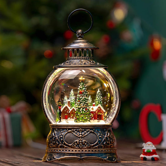 Regine Switzerland Christmas Snow Globe Lantern - Musical Water Lantern with Timer & USB/Battery Operated | Festive Decoration Gift